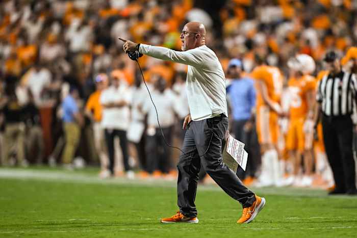 Tennessee Volunteers DBs coach Willie Martinez during a 2022 win over Akron. (Photo by Bryan Lynn of USA Today Sports)